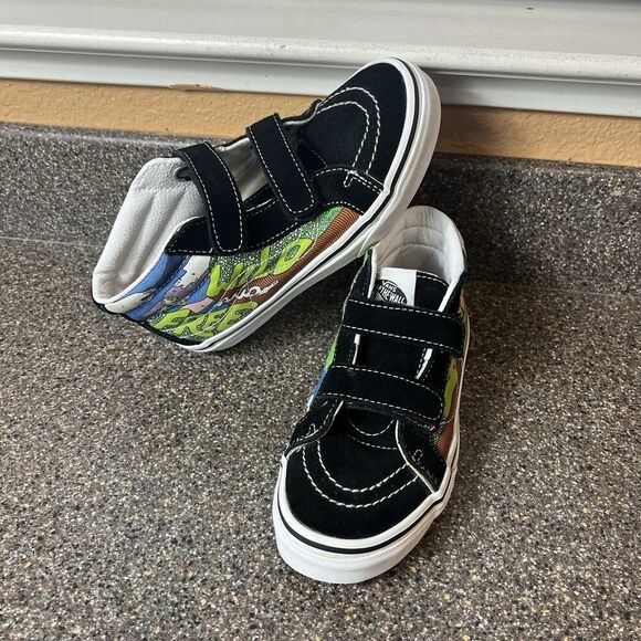 Vans Parks Project Wild And Free Kid Sz 3 Mid Top Multicolor Black Suede Sneaker - Picture 4 of 9